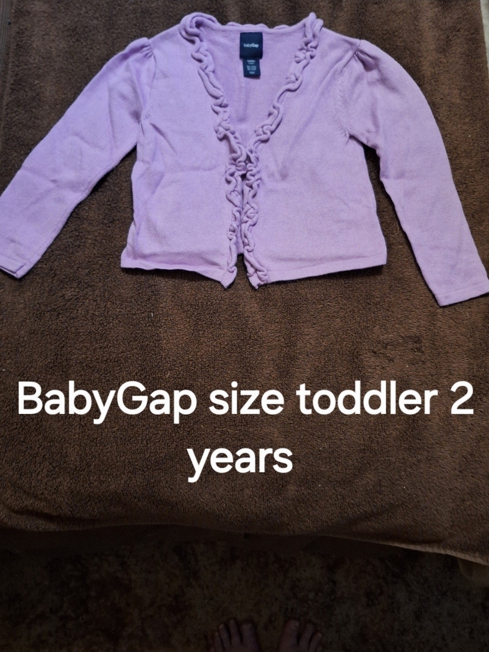 GAP Lavender Ruffle-Trim Toddler Cardigan